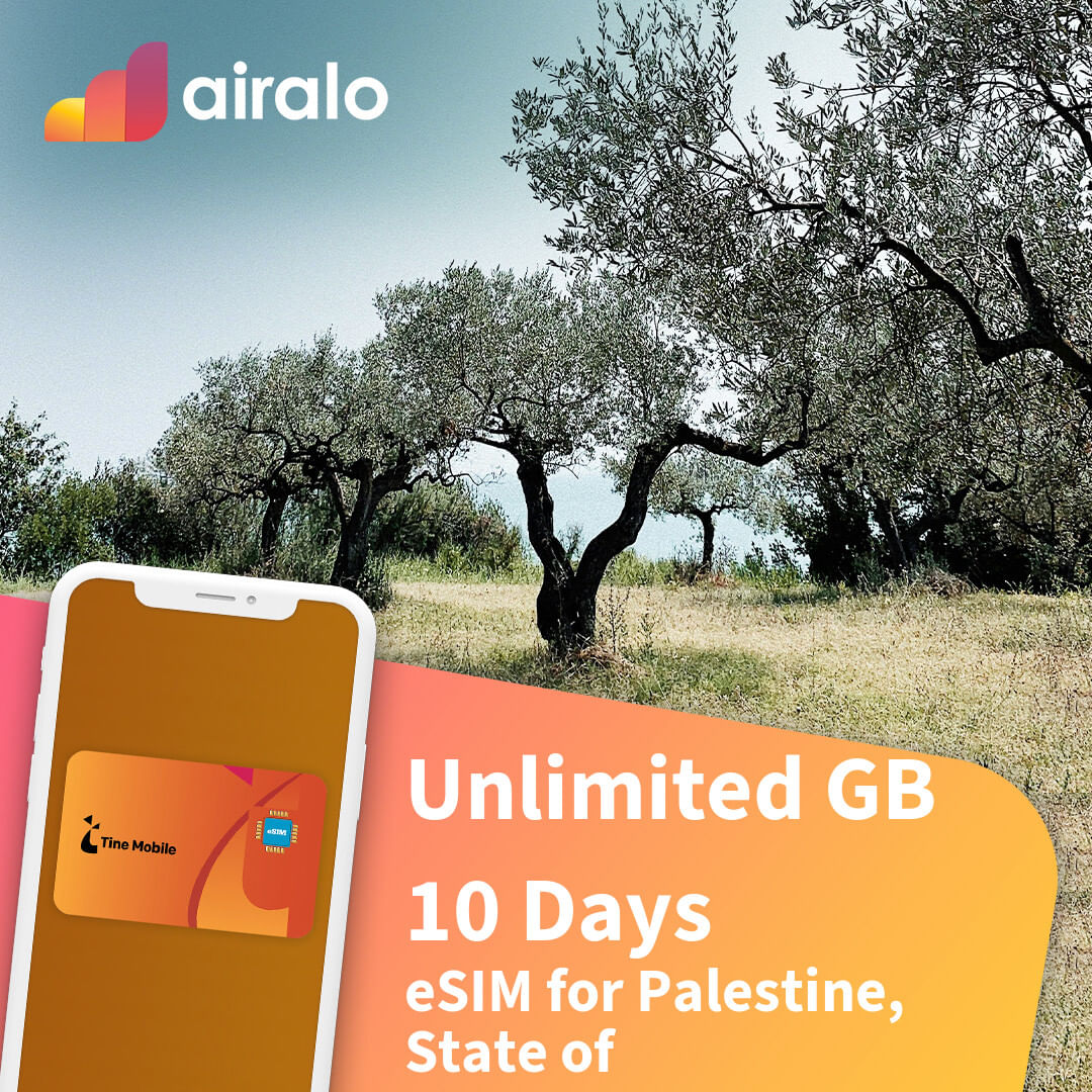 Unlimited GB Palestine, State of travel eSIM valid for 10 days