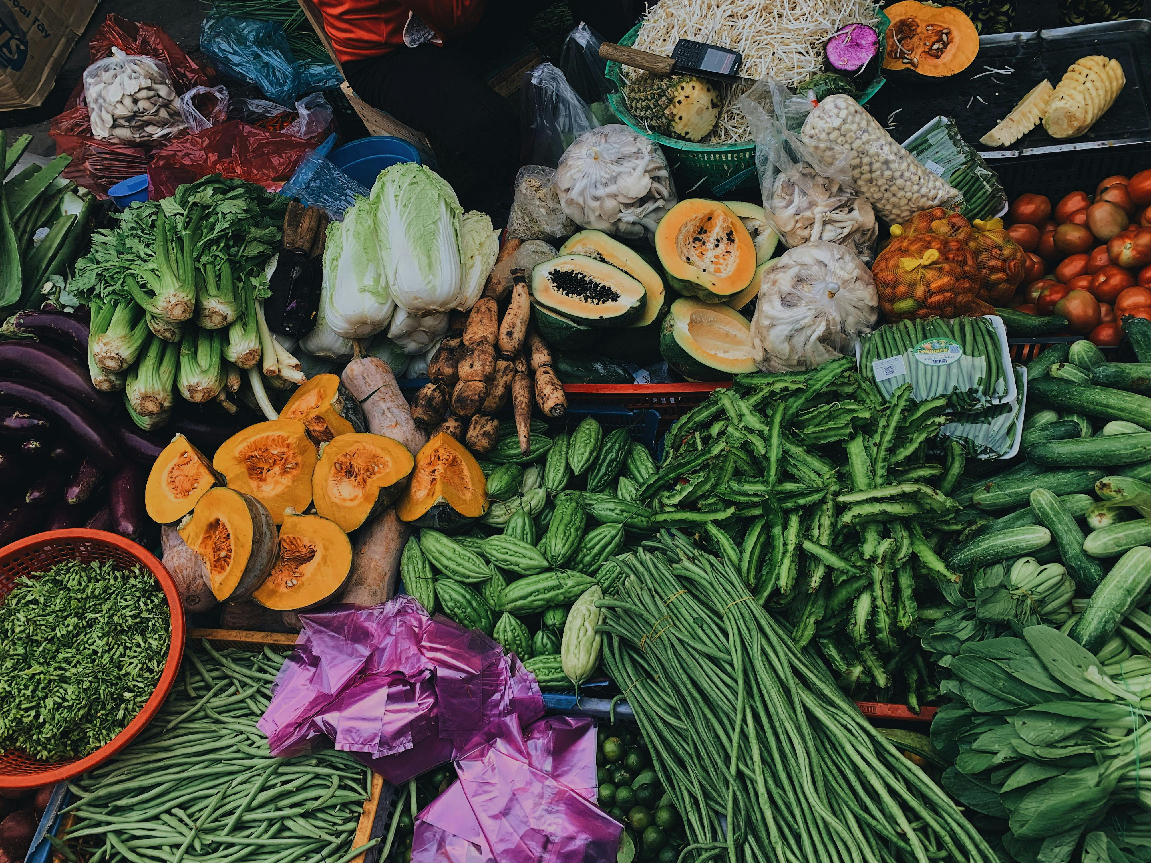 Assortment of fresh fruits and vegetables