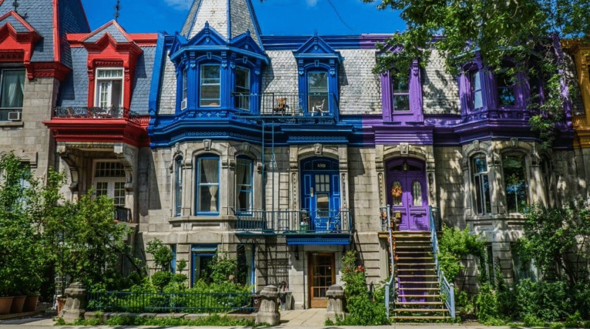 Colorful Victorian houses in Plateau-Mont-Royal