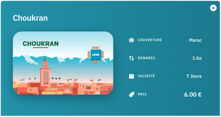 esim maroc pas cher : 6 eur