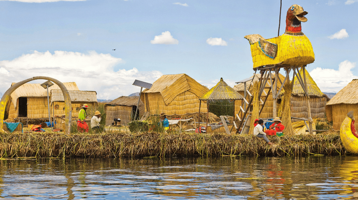 Floating village on Lake Titicaca