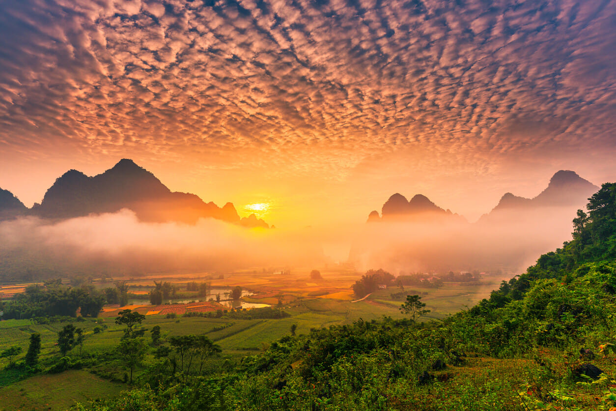 Norden Vietnams zur Regenzeit
