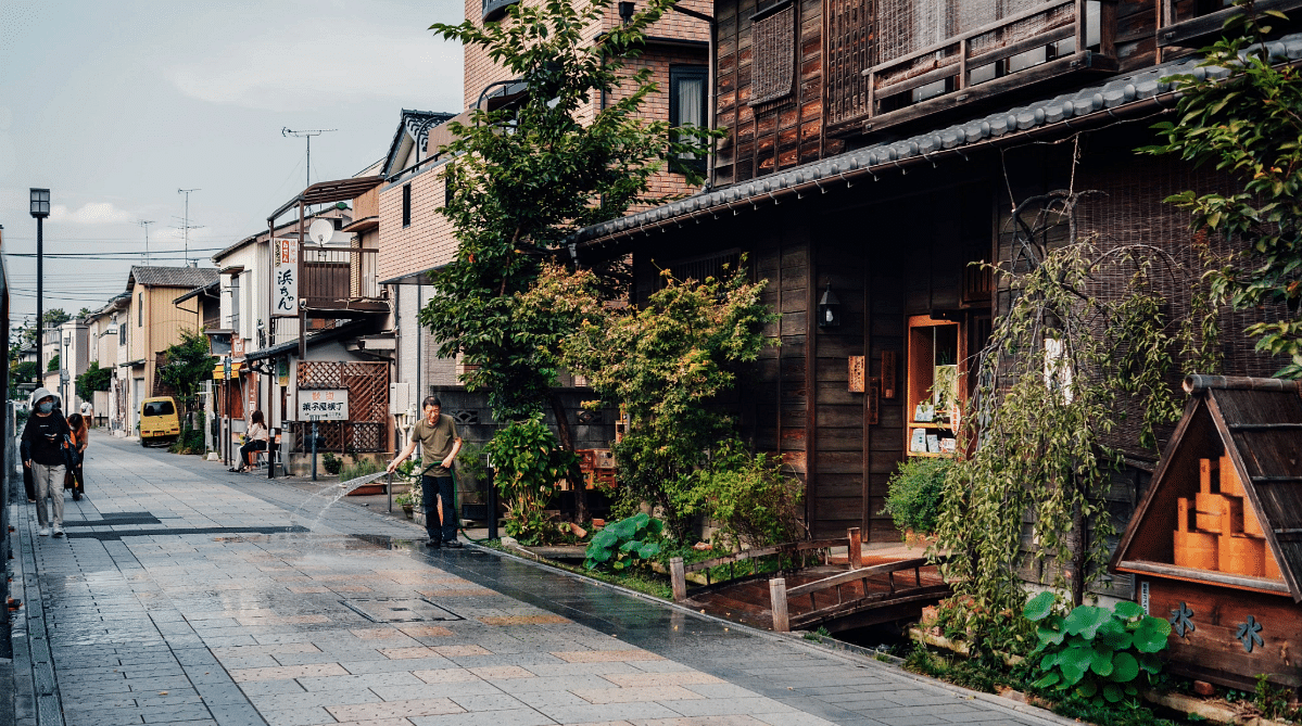 Buildings along a street in Kawagoe, Japan