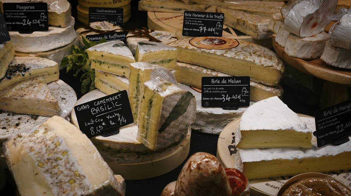 Variety of French cheeses