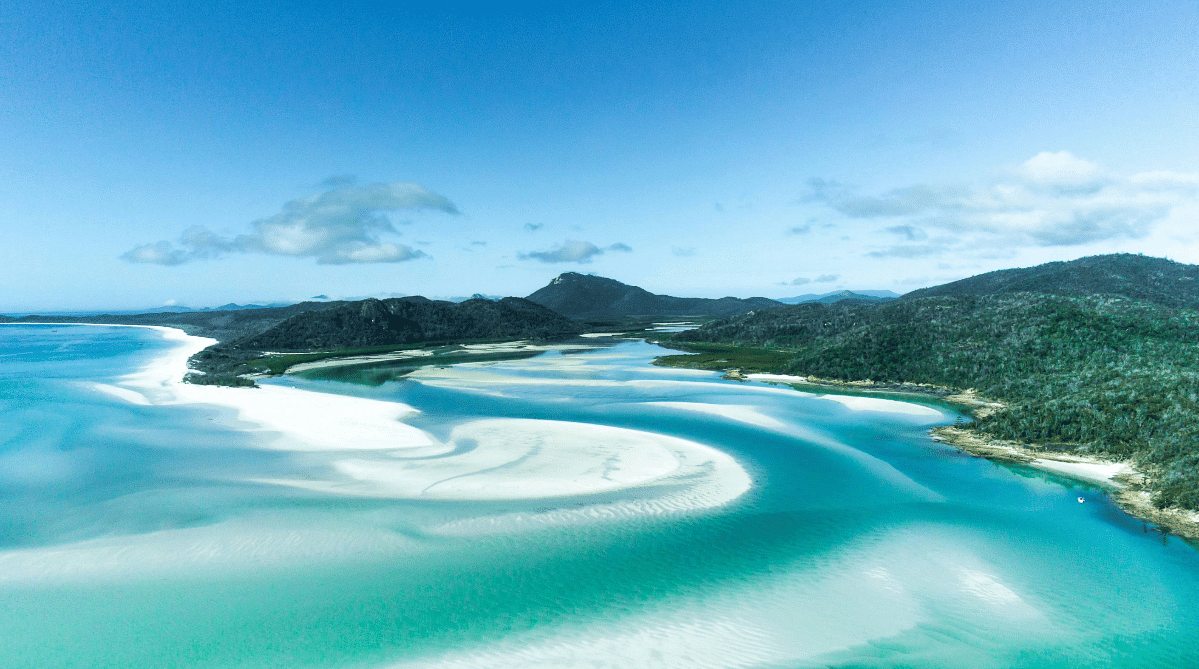 Aerial view of the Whitsunday Islands in Australia