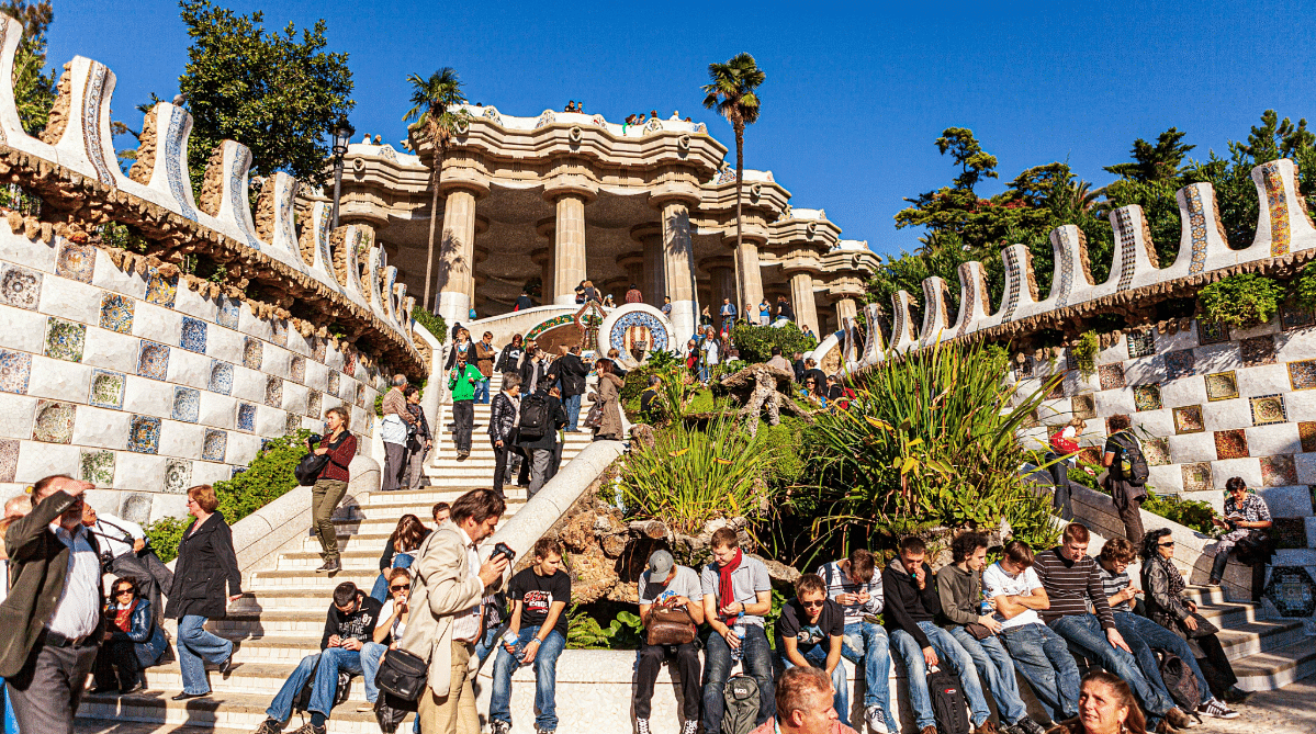 Tourists at Park Güell, Barcelona