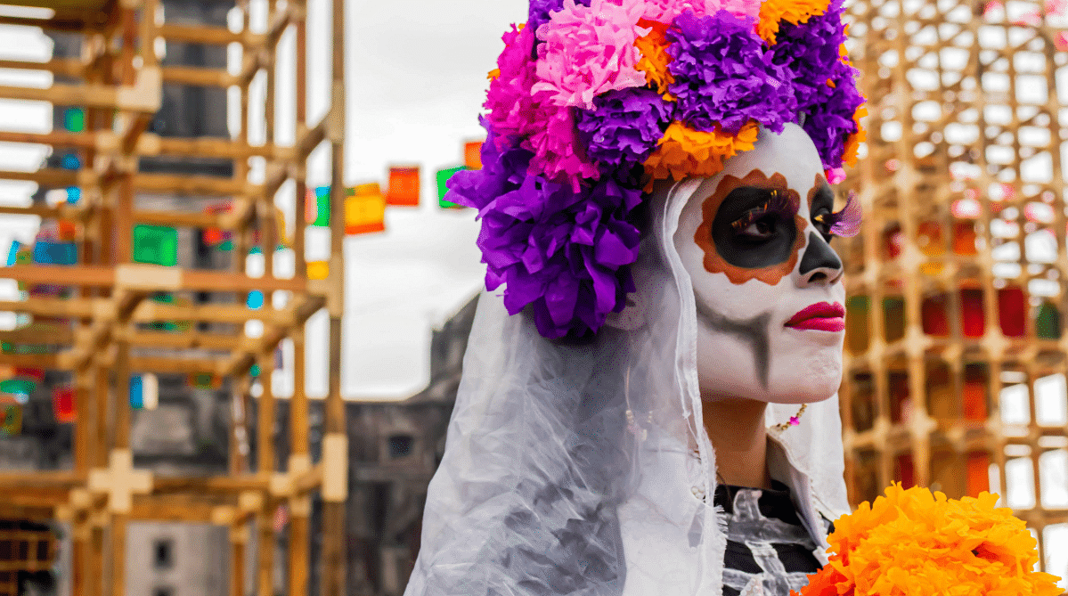 A woman dressed up for Day of the Dead in Mexico