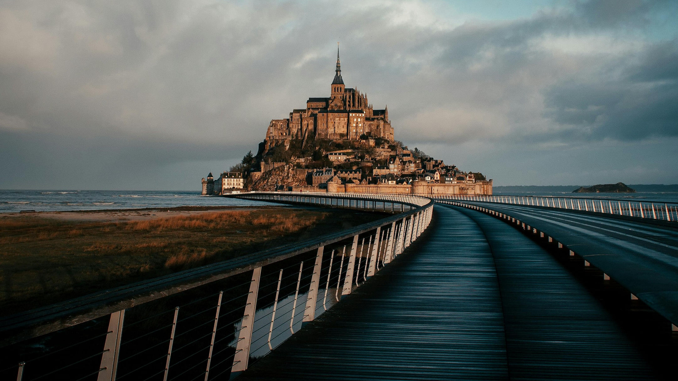 A stormy view of Mont Saint-Michel in France