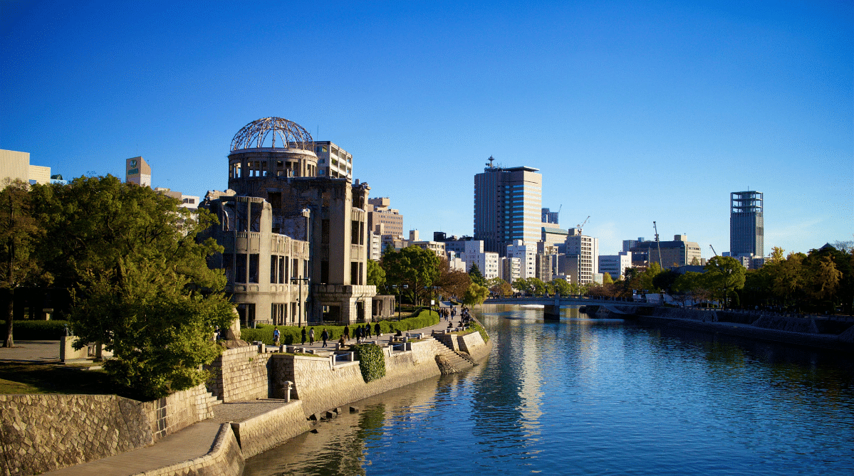 River view of Hiroshima Peace Memorial Park, Japan