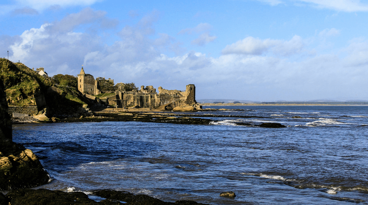 Castle on the beach in St Andrews, Scotland