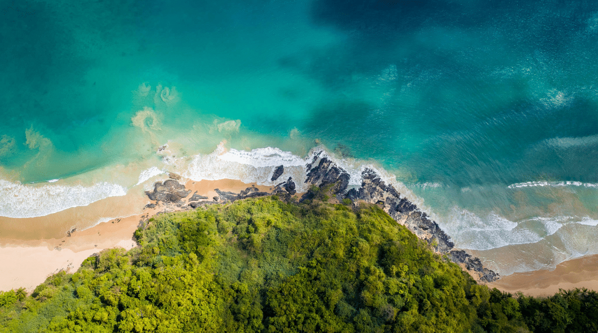 Aerial view of El Nido beach in Palawan, Philippines