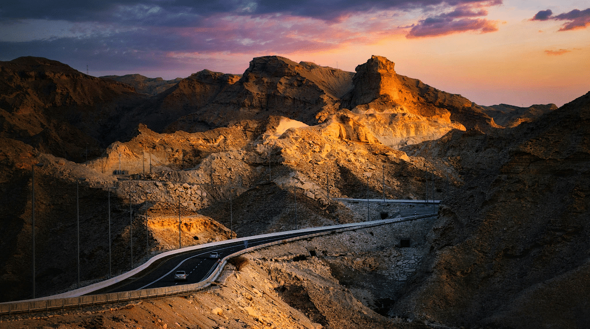 Road winding through Jebel Hafeet