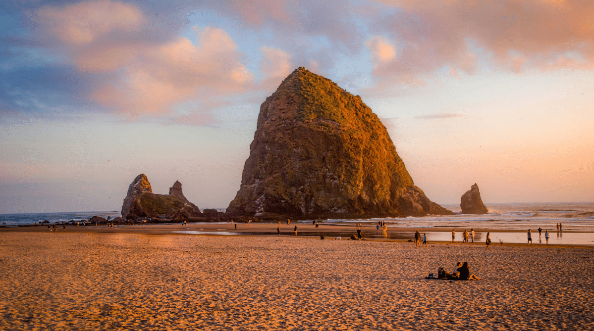 Sunset view of Cannon Beach, Oregon