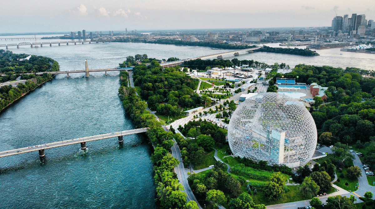 Aerial view of Parc Jean-Drapeau, Montreal