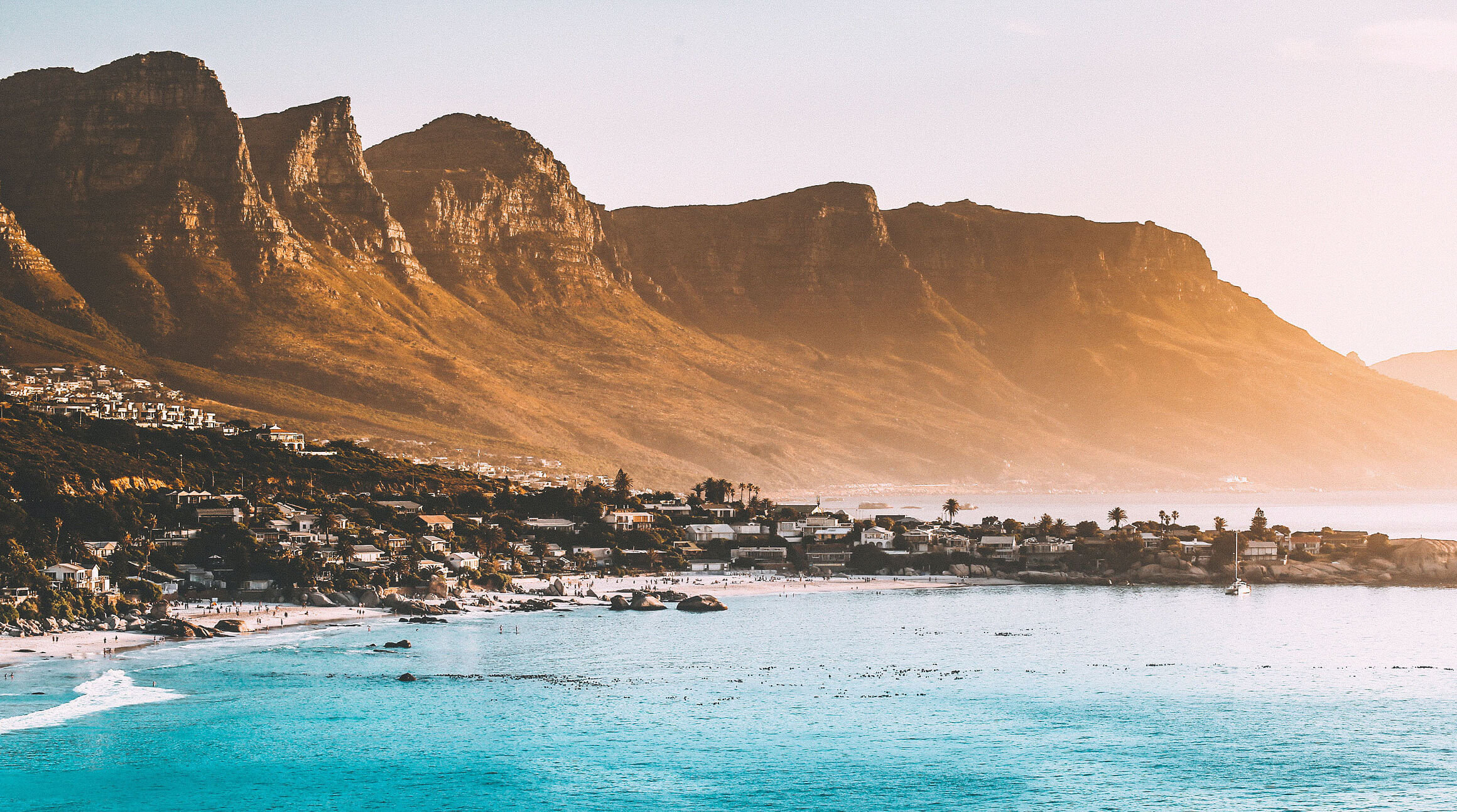 Sunset view of the Cape peninsula in Cape Town, South Africa