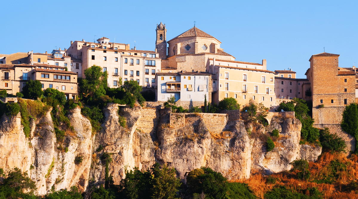 Houses on a cliff in Cuenca, Spain