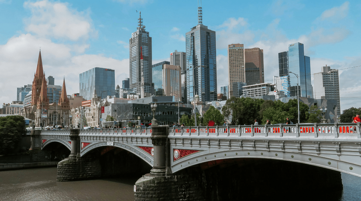 Bridge across the river in Melbourne, Australia