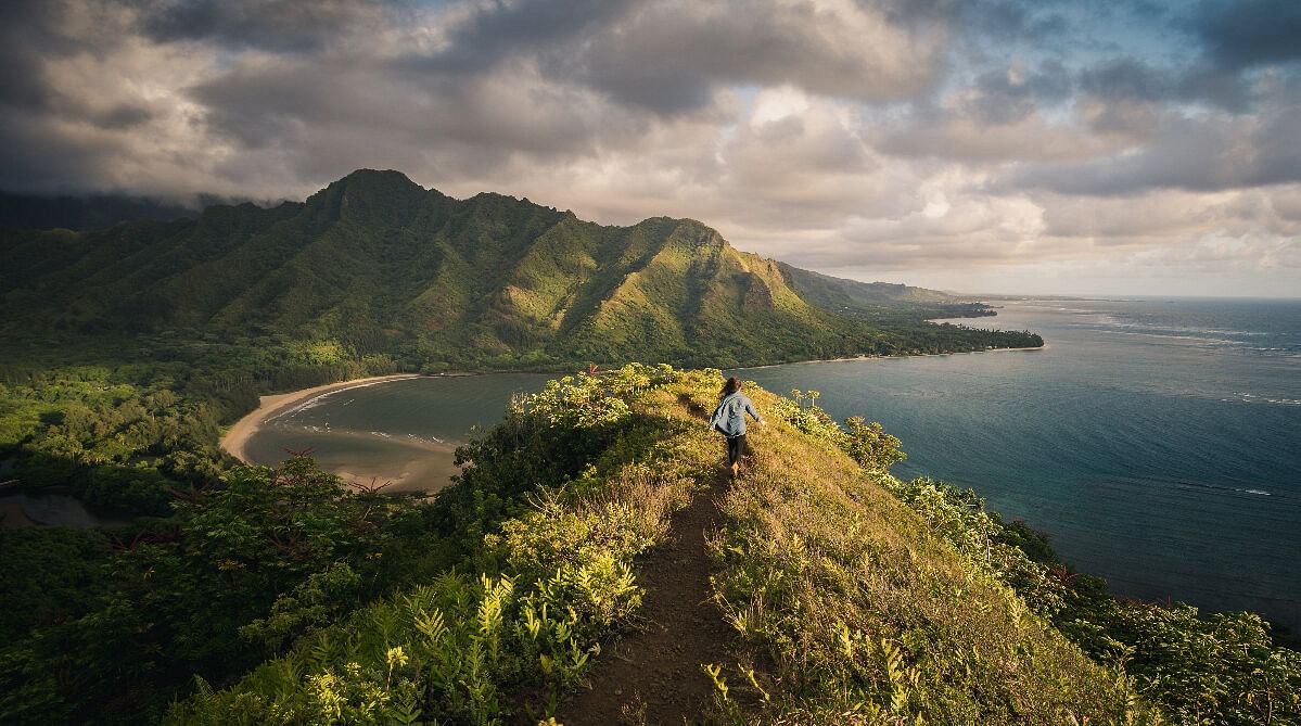 Traveler hiking in Hawaii