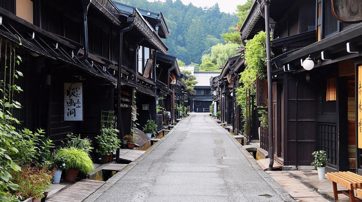 Traditional wooden houses in Takayama Old Town.