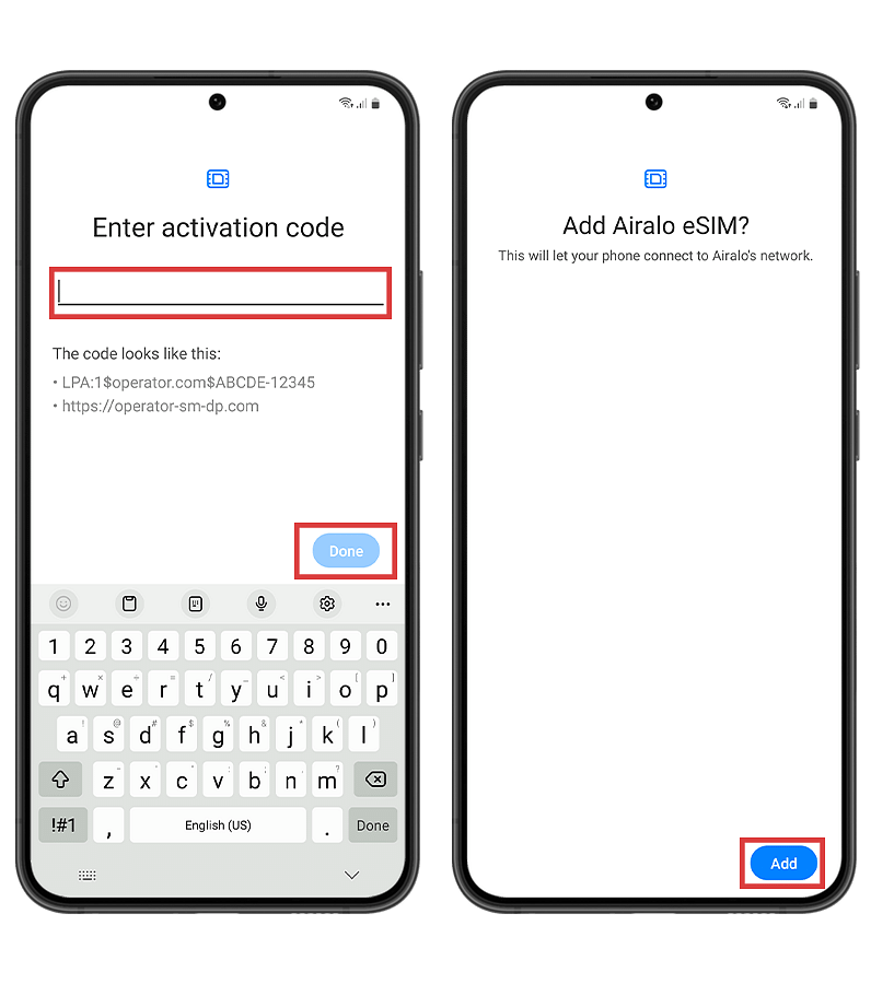 Installing Airalo eSIM on Android -  Manual Method Step 2