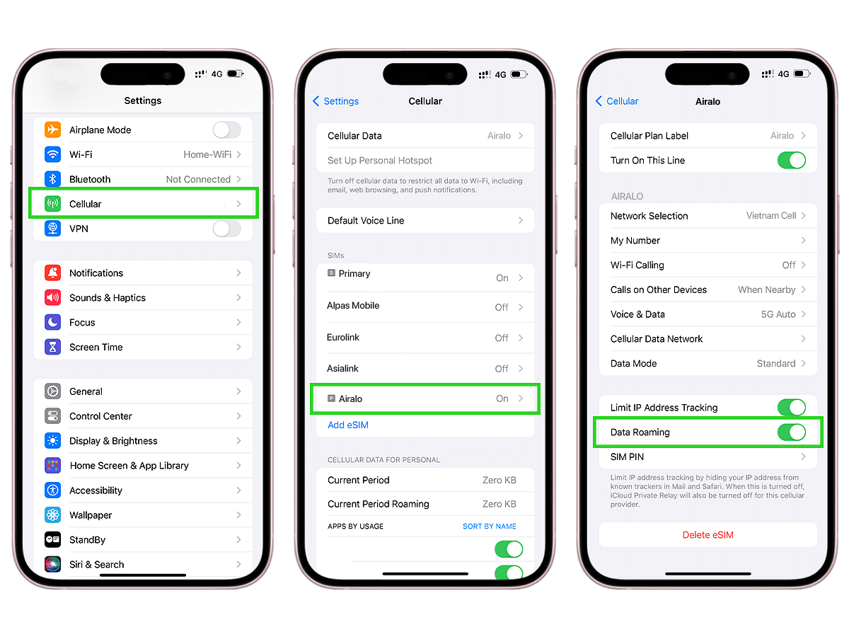 Turning on eSIM on iPhone