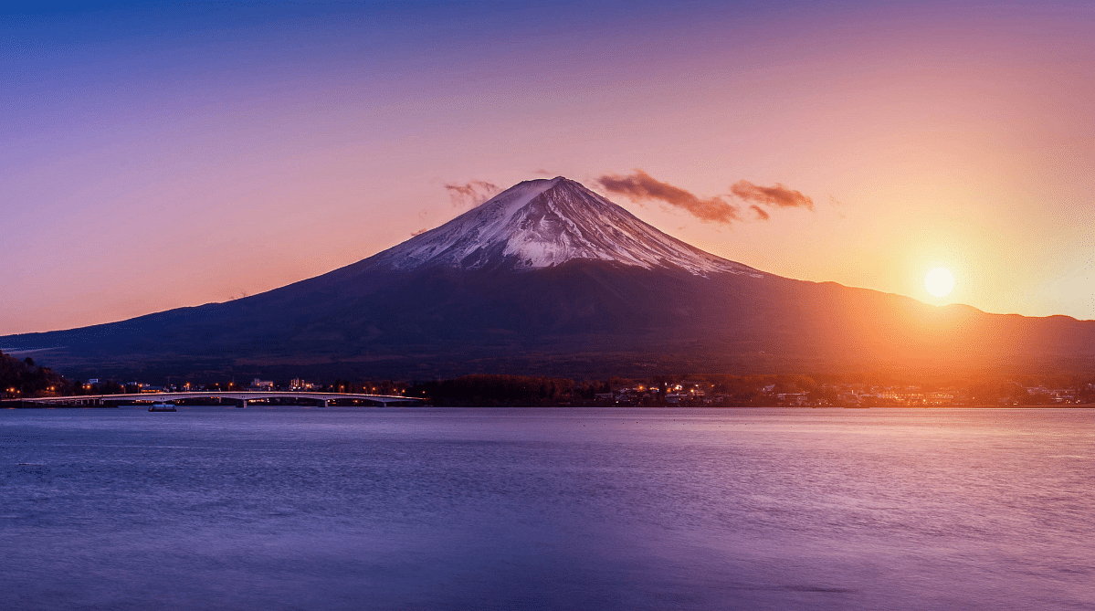 Mount Fuji, Japan, at sunset