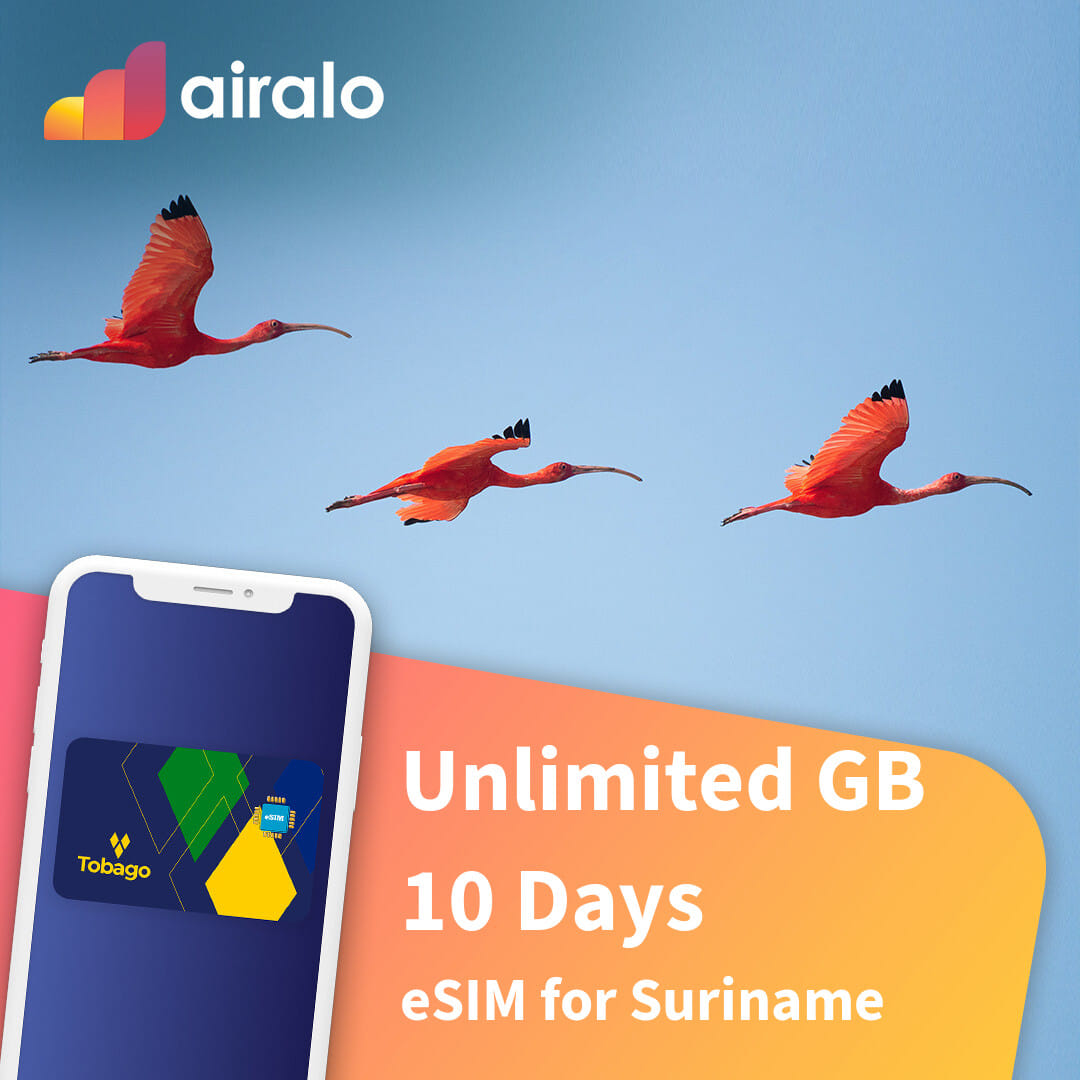 Unlimited GB Suriname travel eSIM valid for 10 days