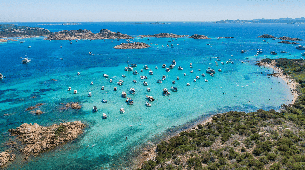 Boats on the water in Sardinia, Italy
