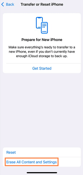 Factory Reset iPhone