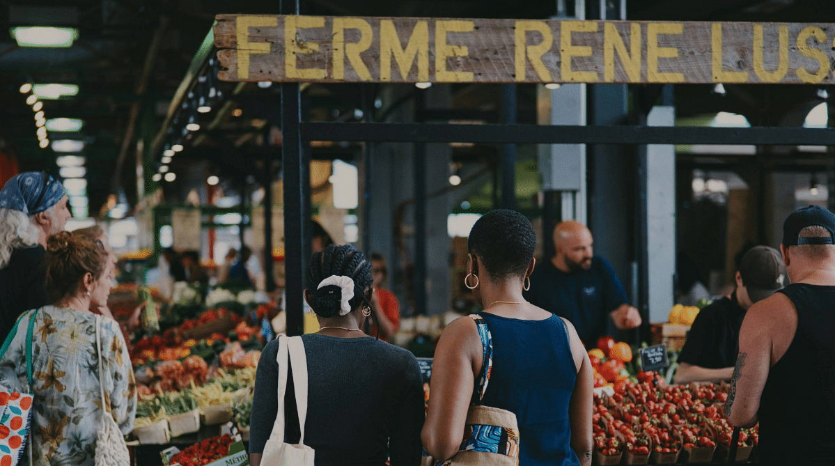 Shoppers in Jean-Talon Market, Montreal