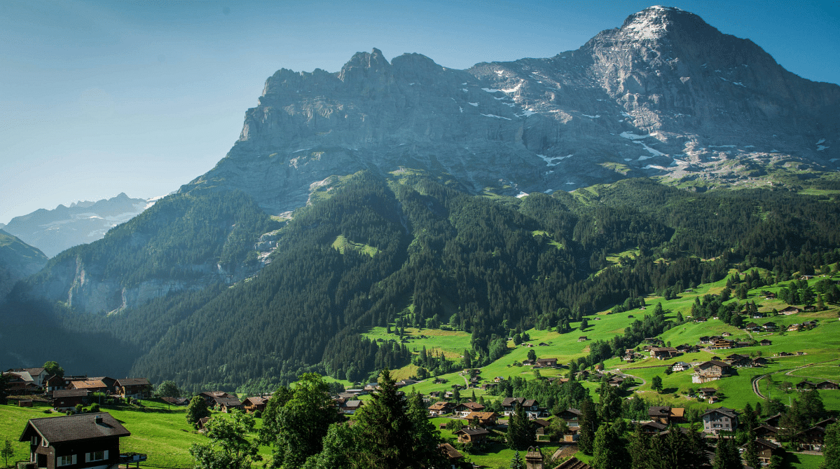 Rolling hills and mountains in Grindelwald, Switzerland