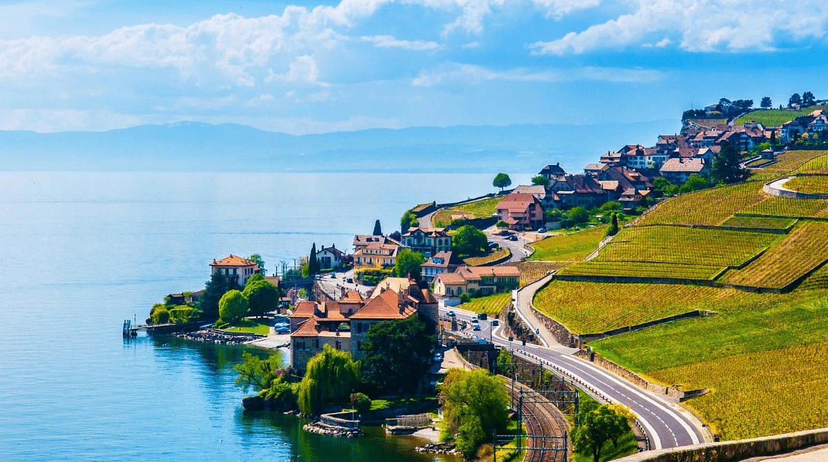 Vineyards along Lake Geneva, Switzerland