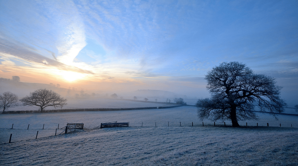 Snowy landscape in Cotswolds, United Kingdom