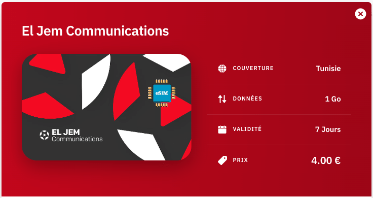 esim tunisie pas cher: 4 eur