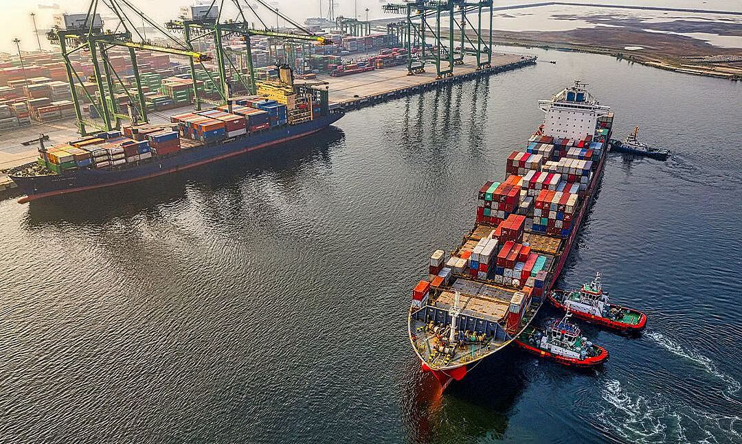 barge at an ocean port