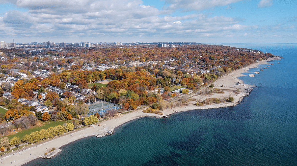 Aerial view of the Beaches neighborhood, Toronto