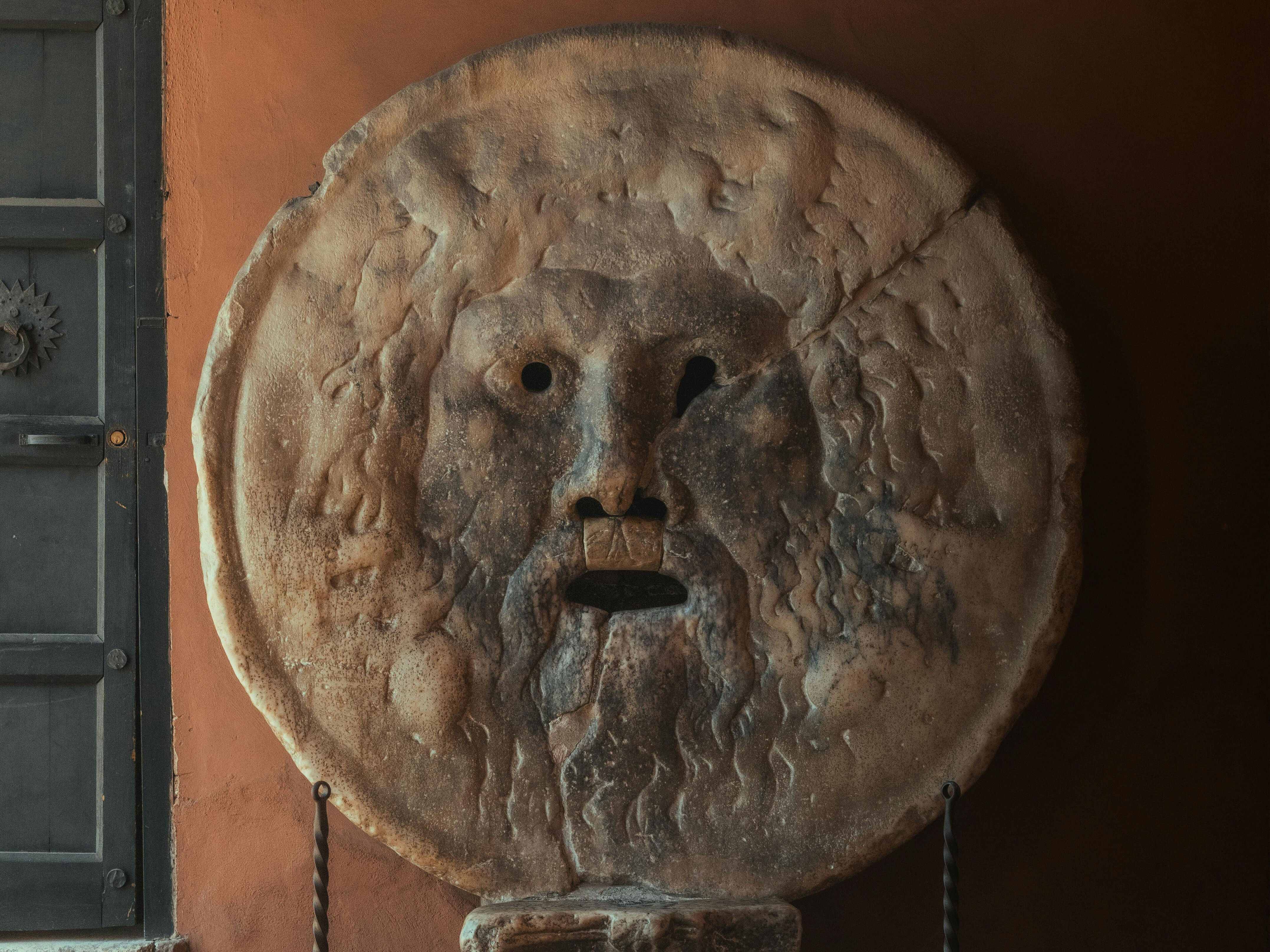 The Mouth of Truth statue in Rome, Italy