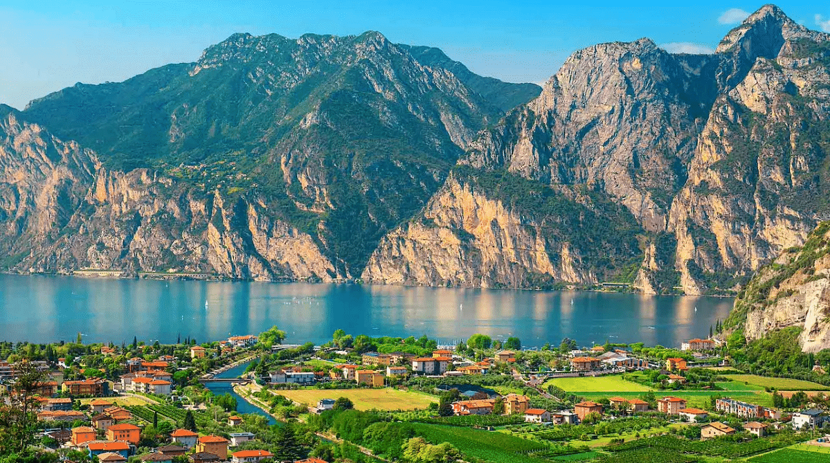 Lake Garda with mountains in the background