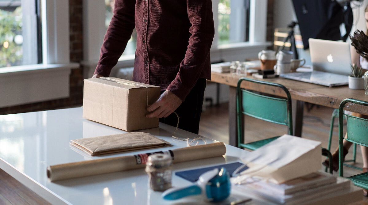 Man shipping parcels