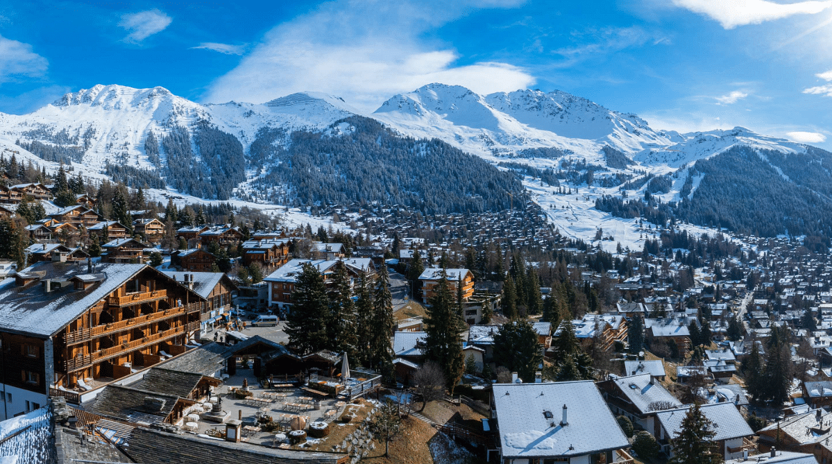 Aerial view of Verbier, Switzerland