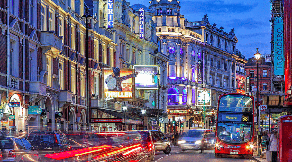 West End theater district, London
