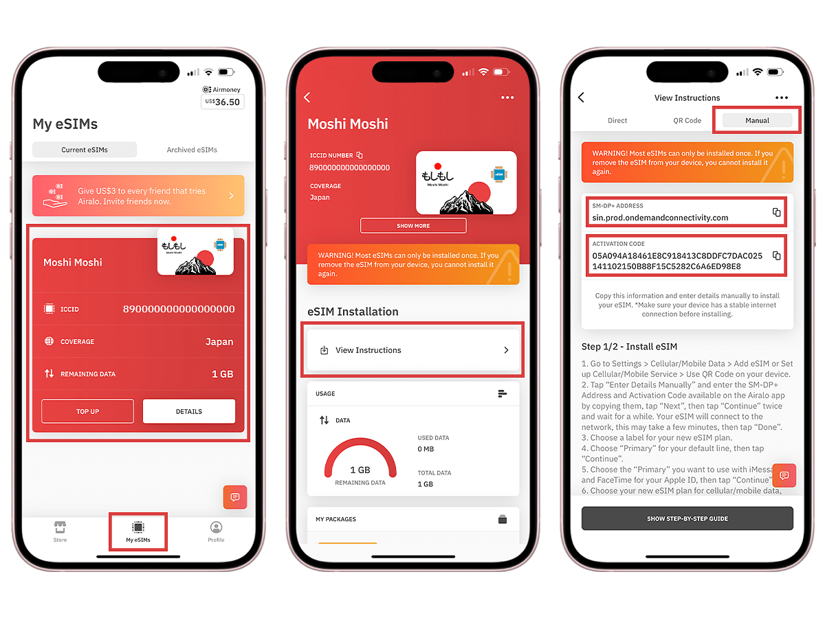 Installing Airalo eSIM -  Manual Method