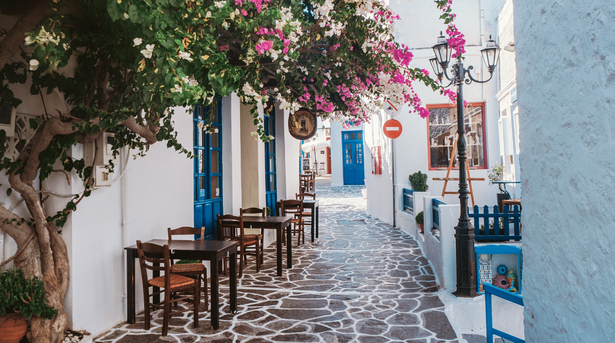 outdoor restaurant in Greece
