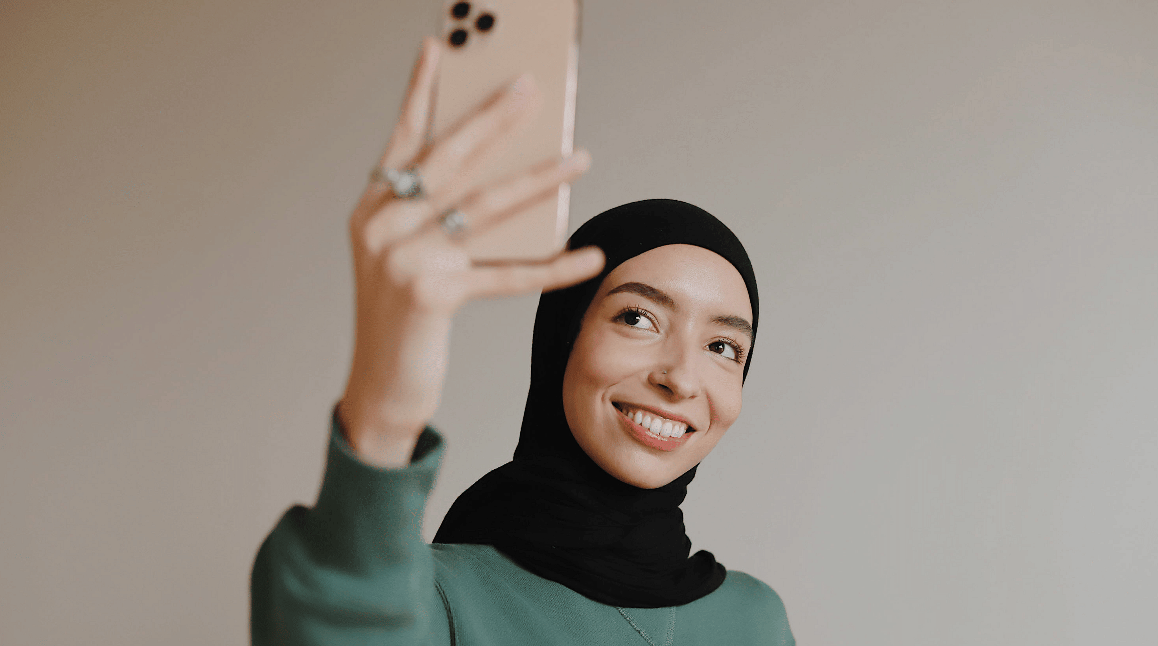 girl taking selfie with smartphone