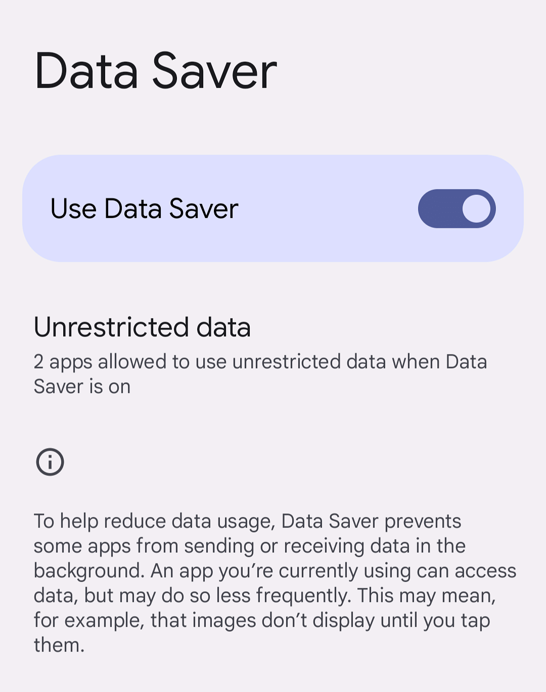 Data saver on Google device