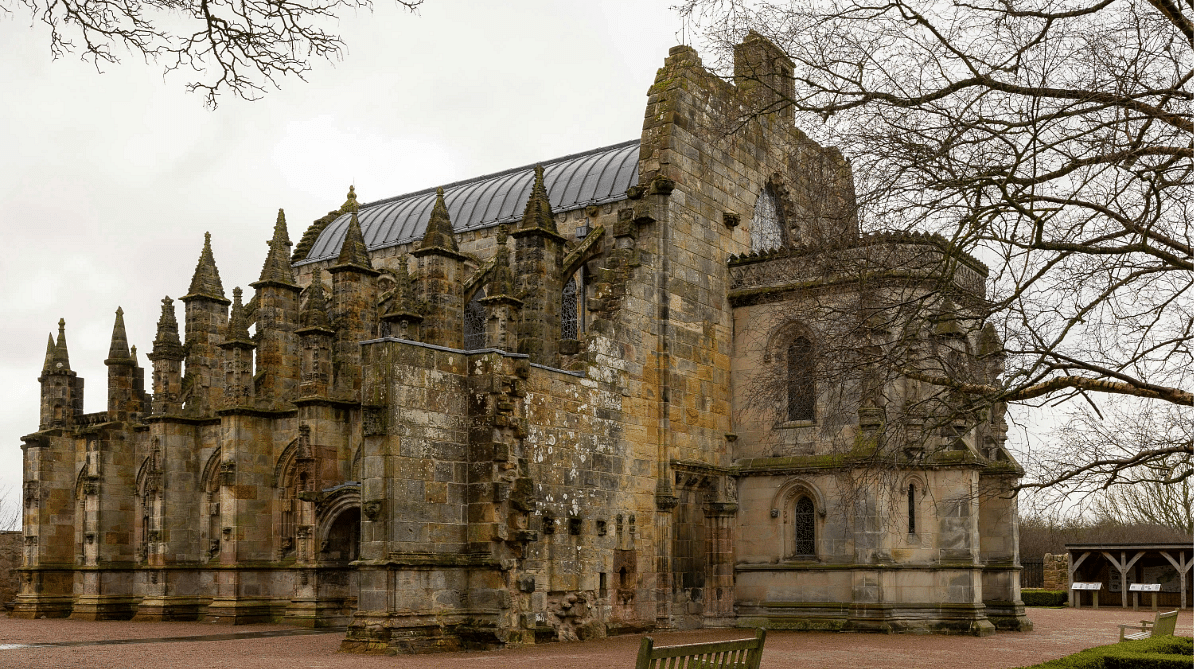 Roslynn Chapel in Roslin, Scotland