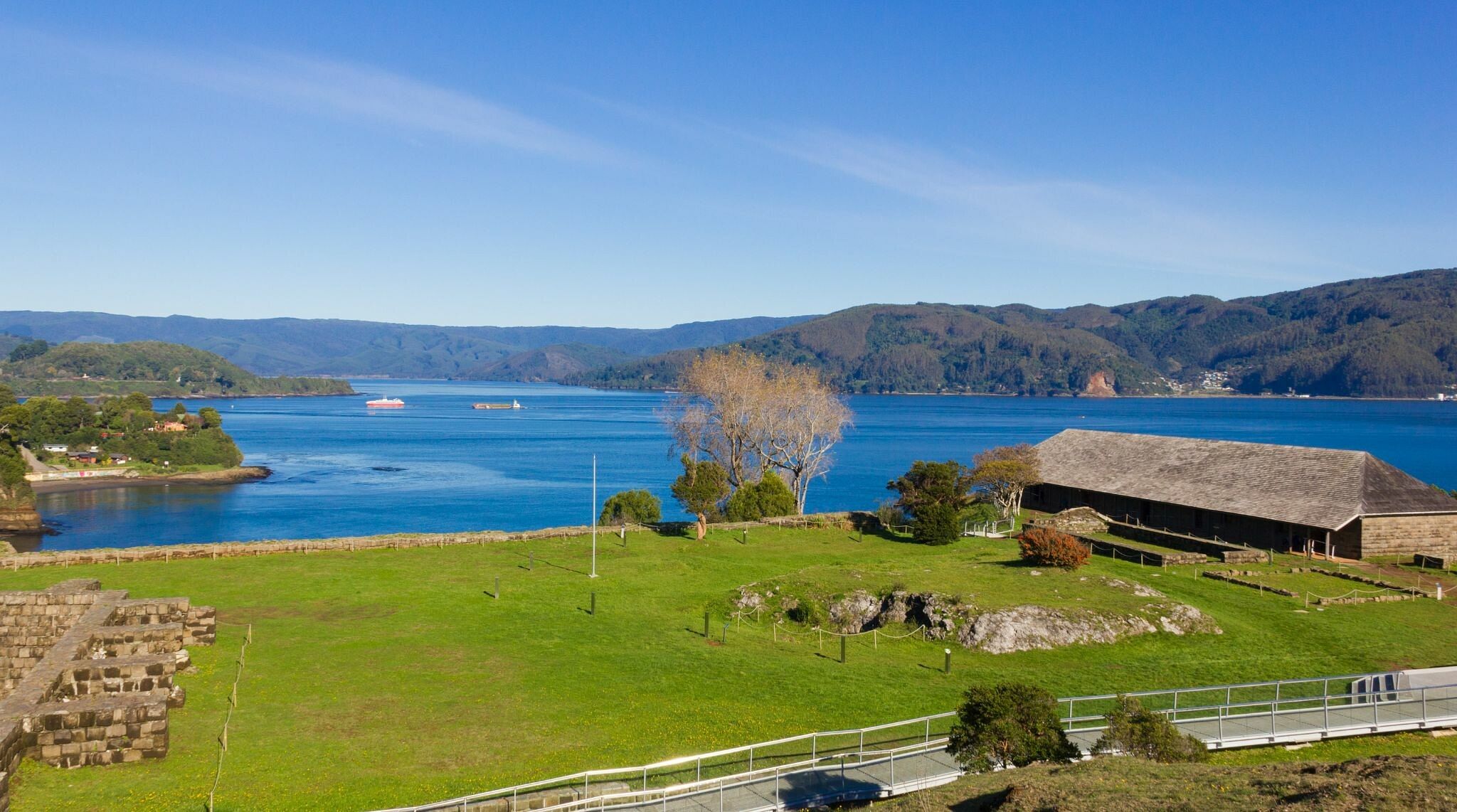 Vista do Castillo de Niebla em Valdivia, Chile