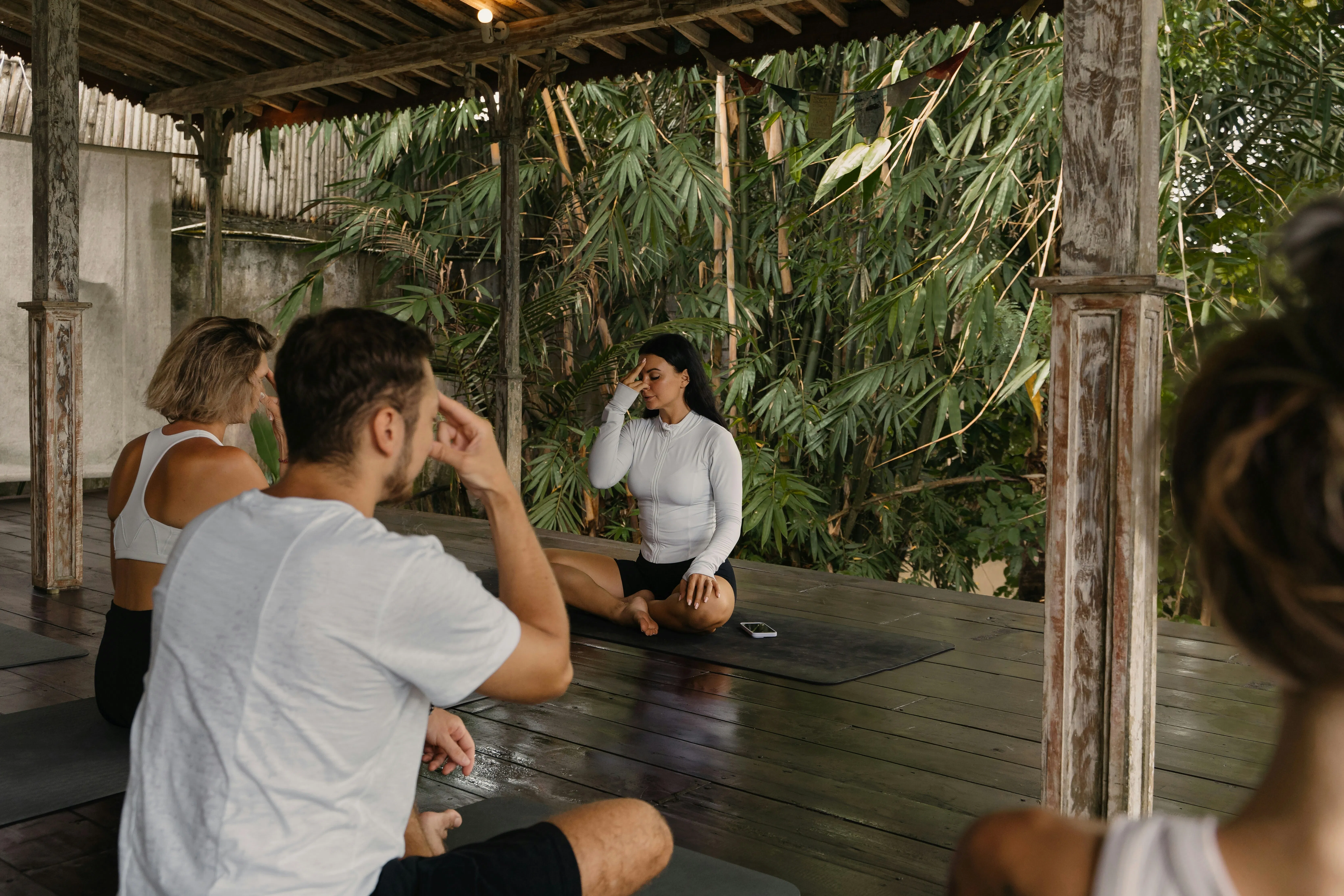 Group doing yoga together