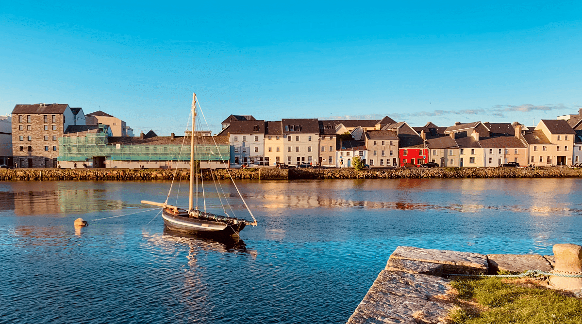 Houses along the water in Galway, Ireland