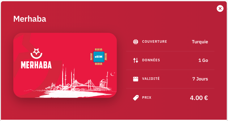 esim turquie pas cher : 4 eur